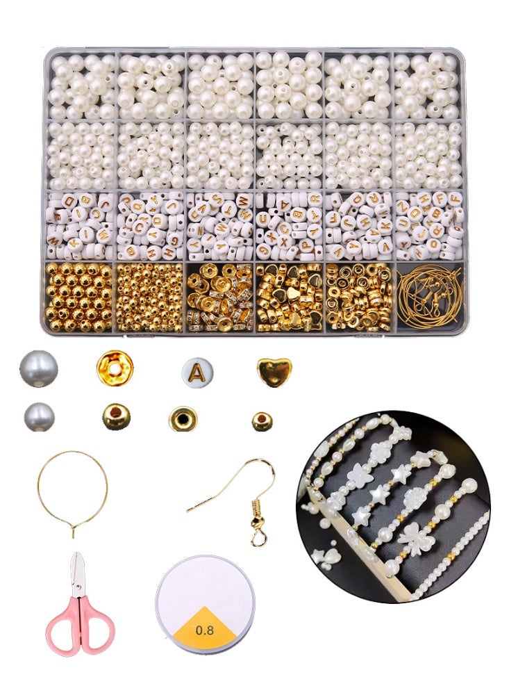 Capstro 1110PCS Pearl Beads Bracelet Making Kit – 24 Grid Jewelry Craft Box with Charms, Clasps, Strings & Tools | DIY Bead Set for Kids, Girls & Beginners | Handmade Accessories Craft Kit - Image 1